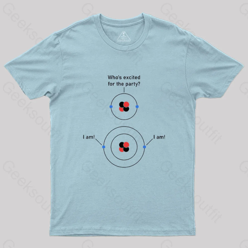 Science Chemistry Excited Electrons Atom T-Shirt Light Blue / S