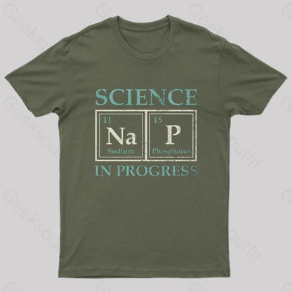 Science In Progress Geek T-Shirt Army Green / S