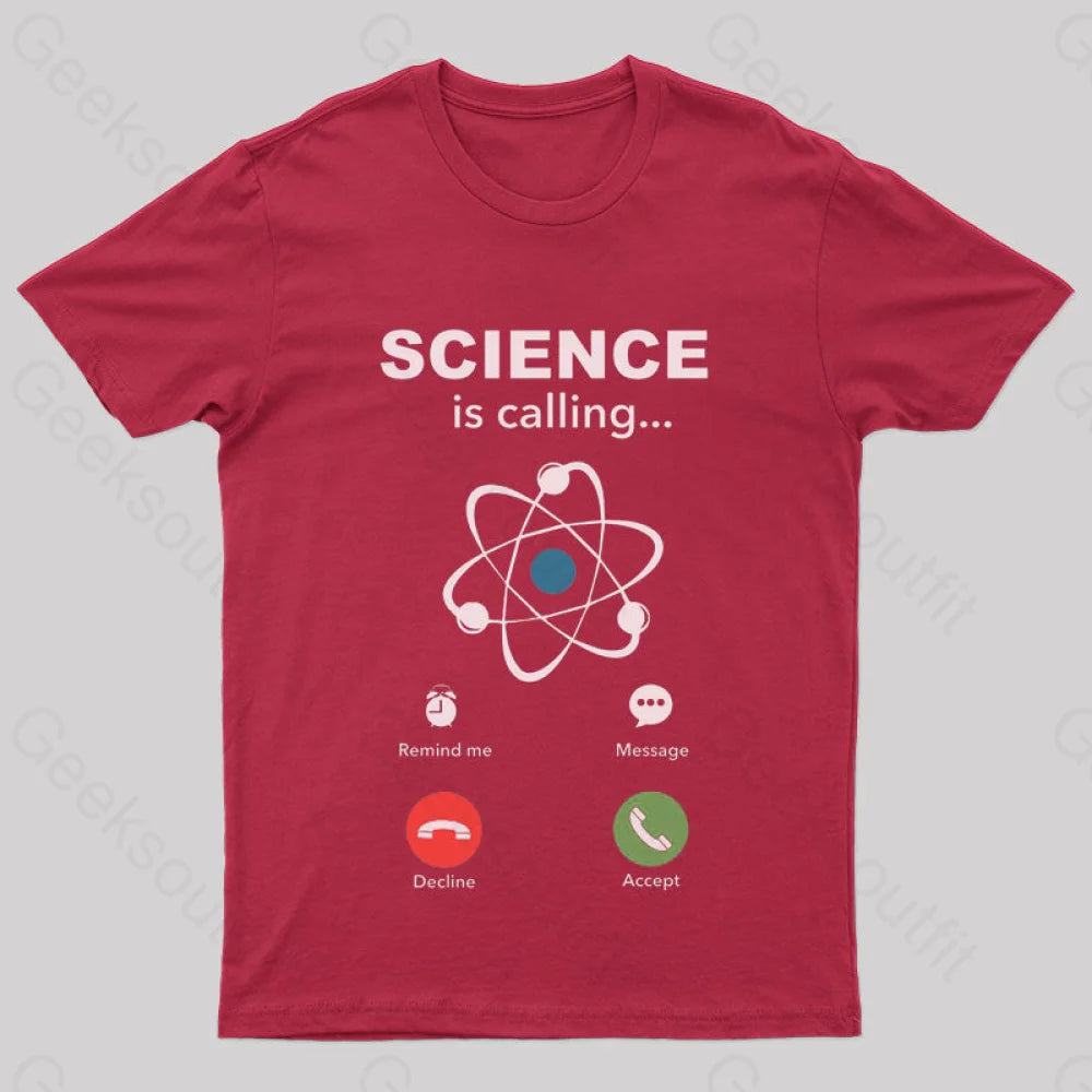 Science Is Calling Nerd T-Shirt Red / S