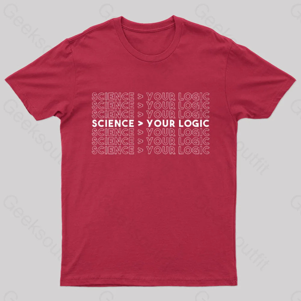 Science Is Greater Than Your Logic Nerd T-Shirt Red / S