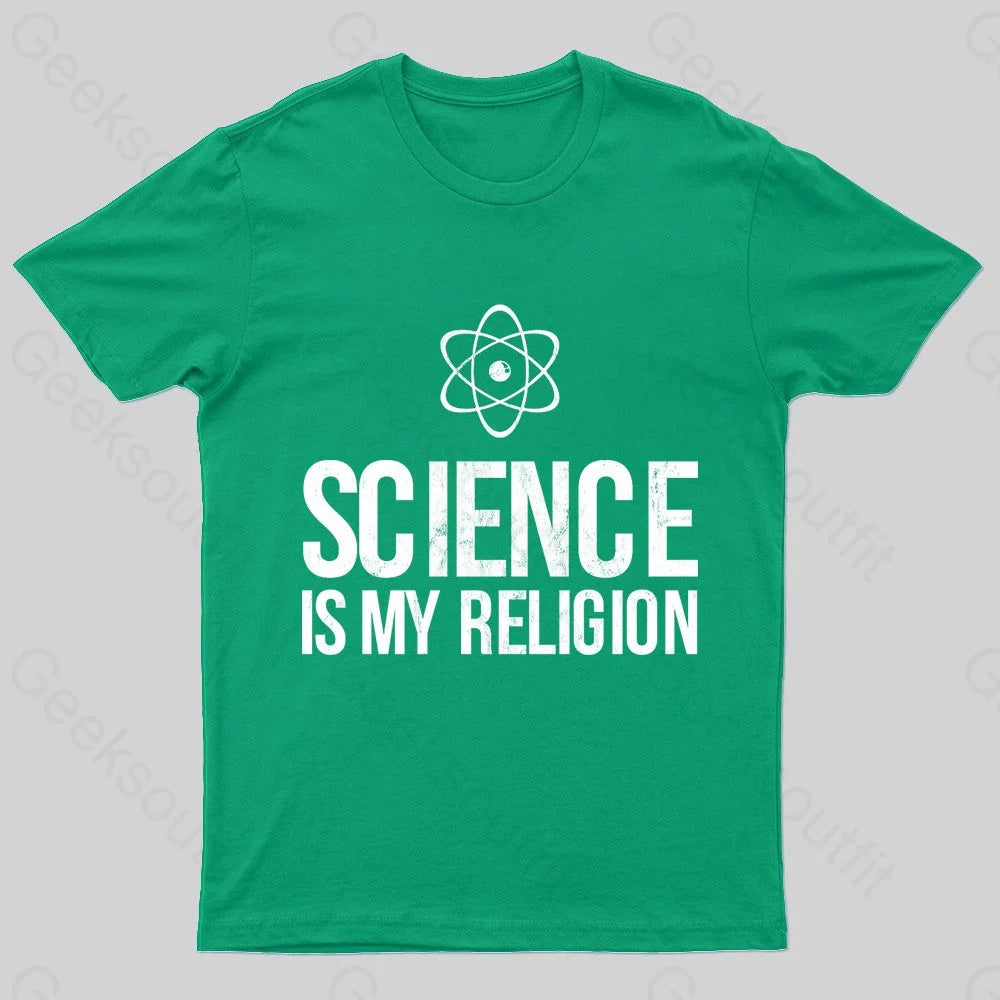 Science Is My Religion Nerd T-Shirt Green / S