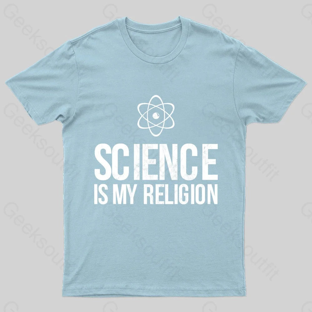 Science Is My Religion Nerd T-Shirt Light Blue / S