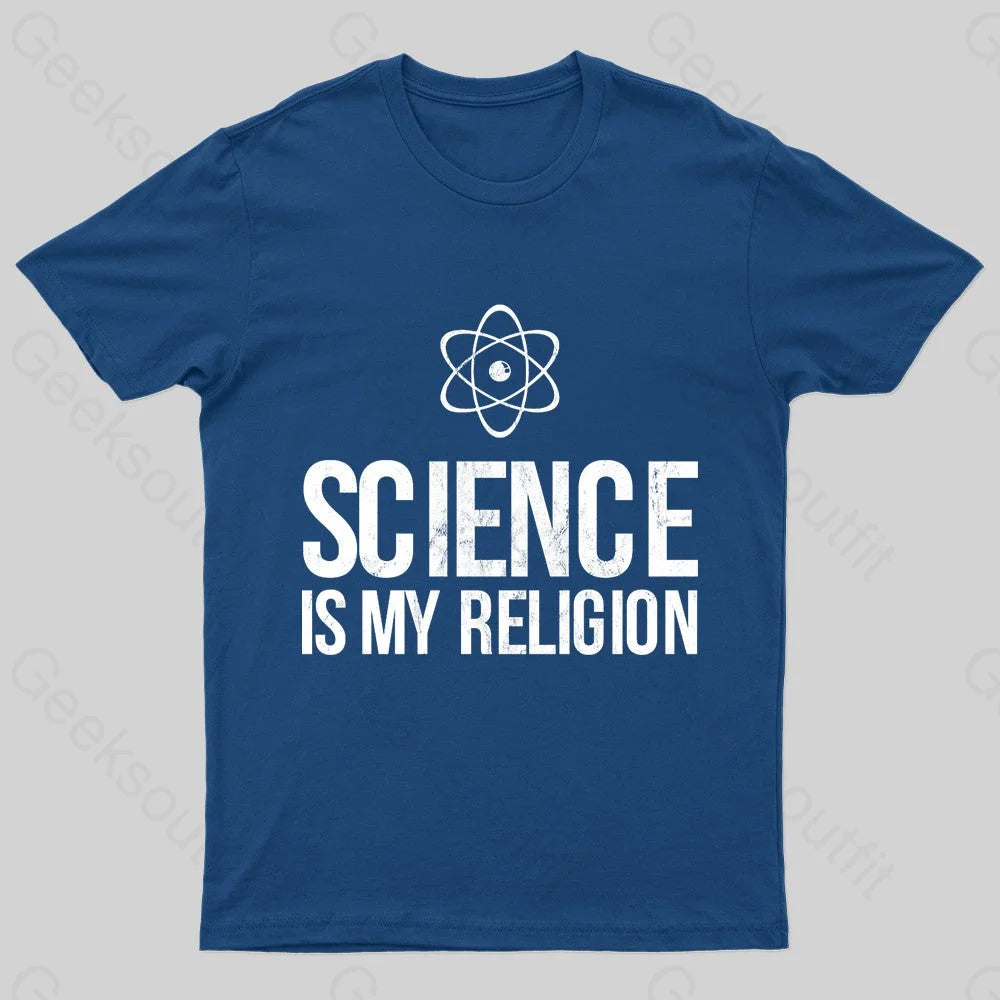 Science Is My Religion Nerd T-Shirt Navy / S