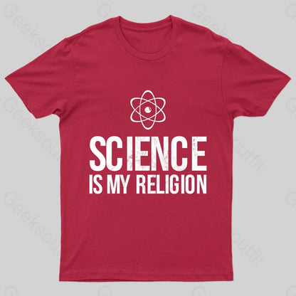 Science Is My Religion Nerd T-Shirt Red / S