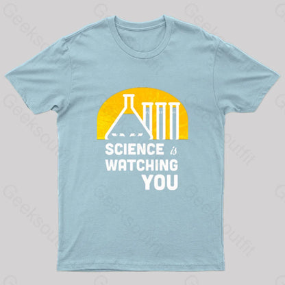 Science Is Watching You Nerd T-Shirt Light Blue / S