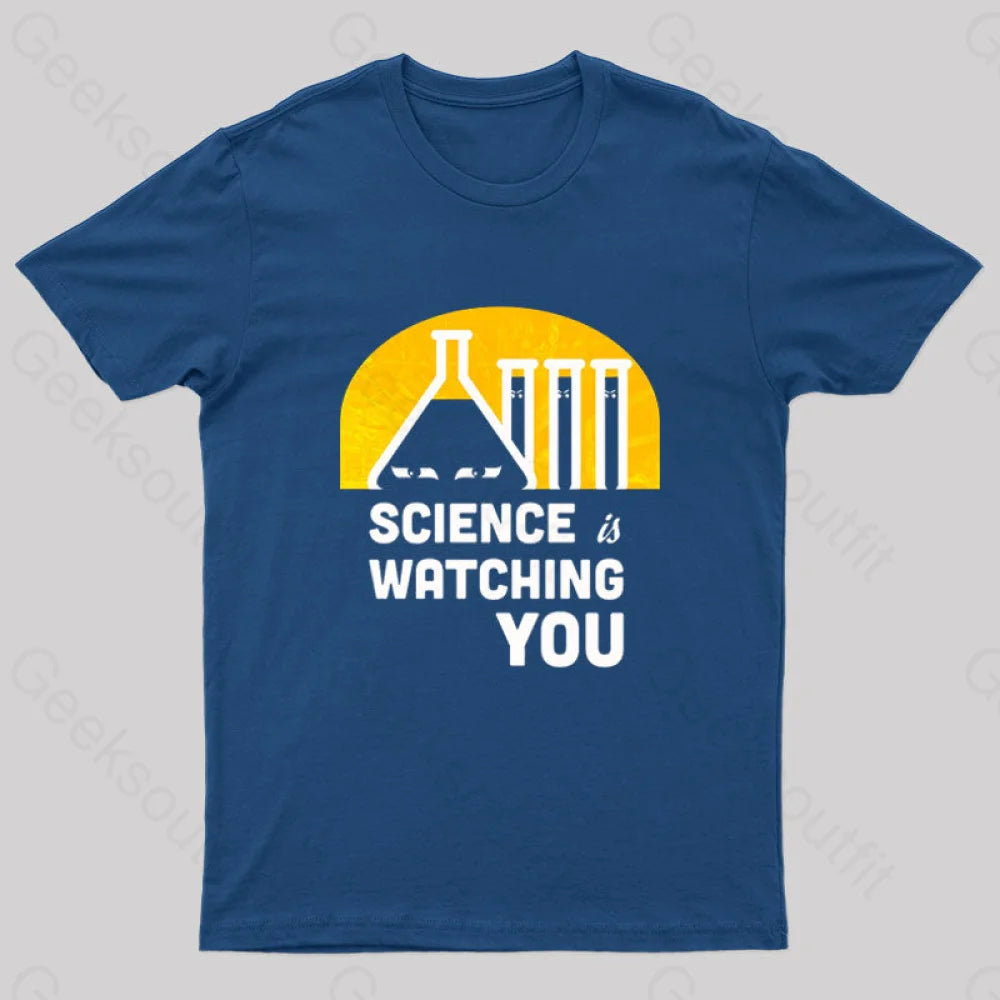 Science Is Watching You Nerd T-Shirt Navy / S