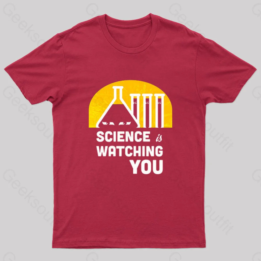 Science Is Watching You Nerd T-Shirt Red / S