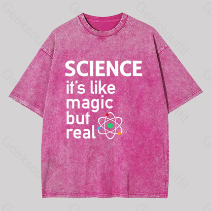 Science It’s Like Magic But Real Washed T-Shirt Rose Red / S