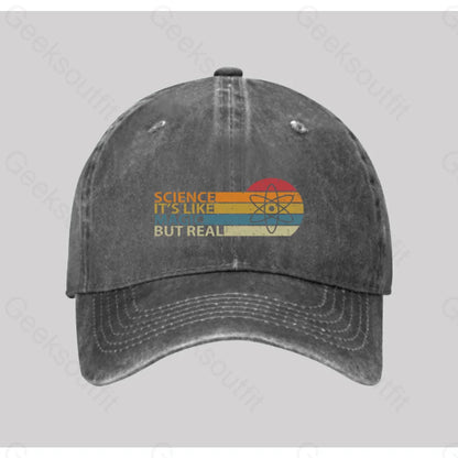 Science It’s Like Magic But Real Washed Vintage Baseball Cap Grey