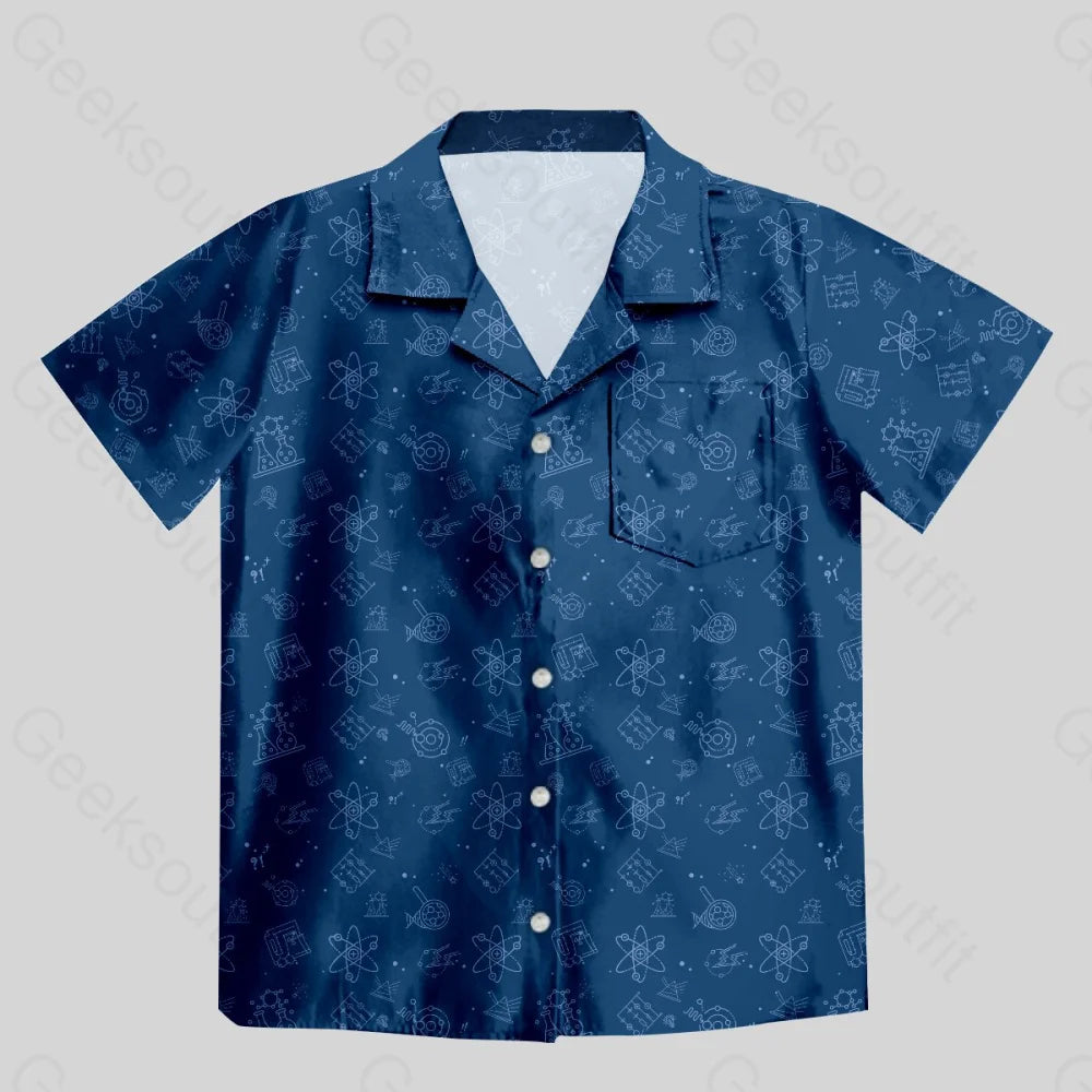 Science Lab Navy Blue Science Button Up Pocket Shirt - Geeksoutfit