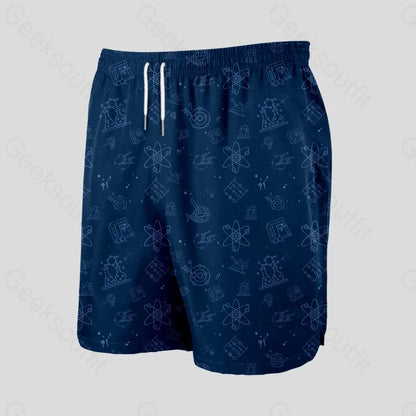 Science Lab Navy Blue Geeky Drawstring Shorts - Geeksoutfit