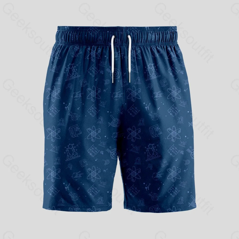 Science Lab Navy Blue Geeky Drawstring Shorts - Geeksoutfit