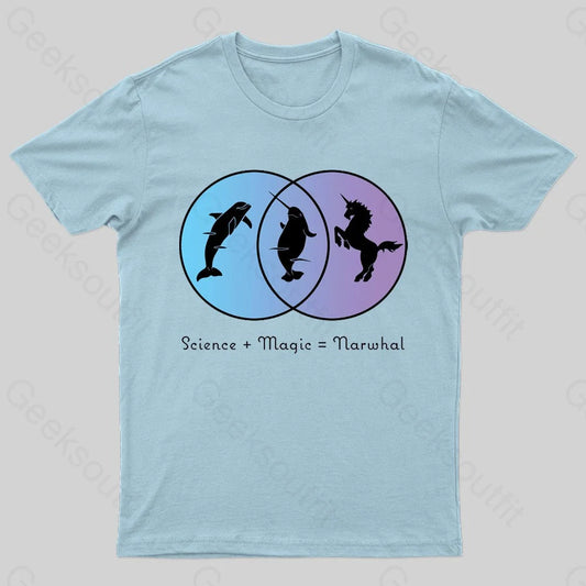 Science + Magic = Narwhal Nerd T-Shirt Light Blue / S