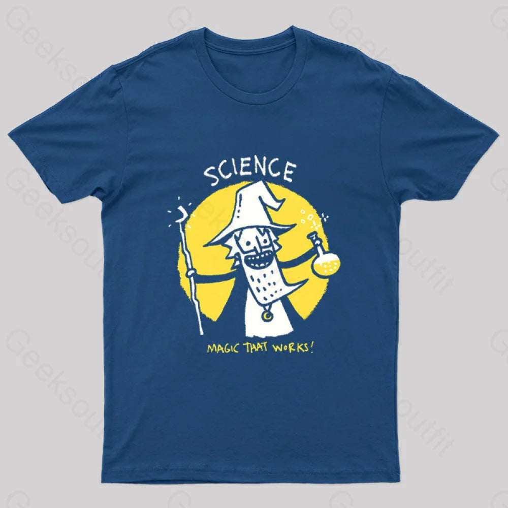 Science Magic That Works Geek T-Shirt Navy / S