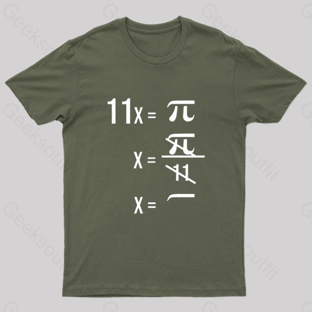 Science Math Pi Geek T-Shirt Army Green / S