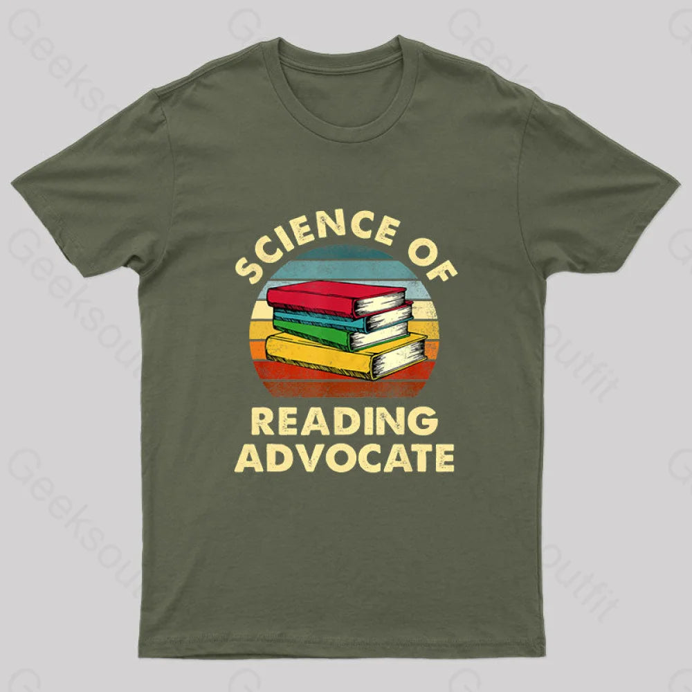 Science Of Reading Advocate Nerd T-Shirt Army Green / S