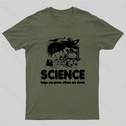 Science Retro Nerd T-Shirt Army Green / S