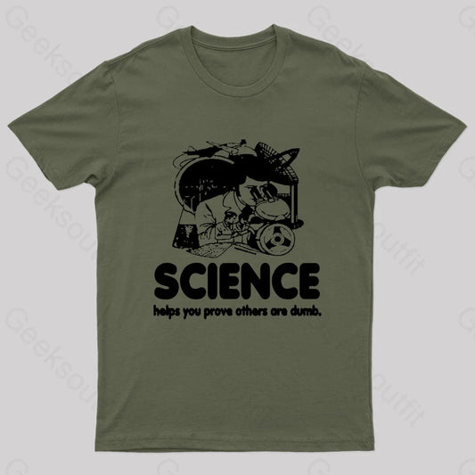 Science Retro Nerd T-Shirt Army Green / S