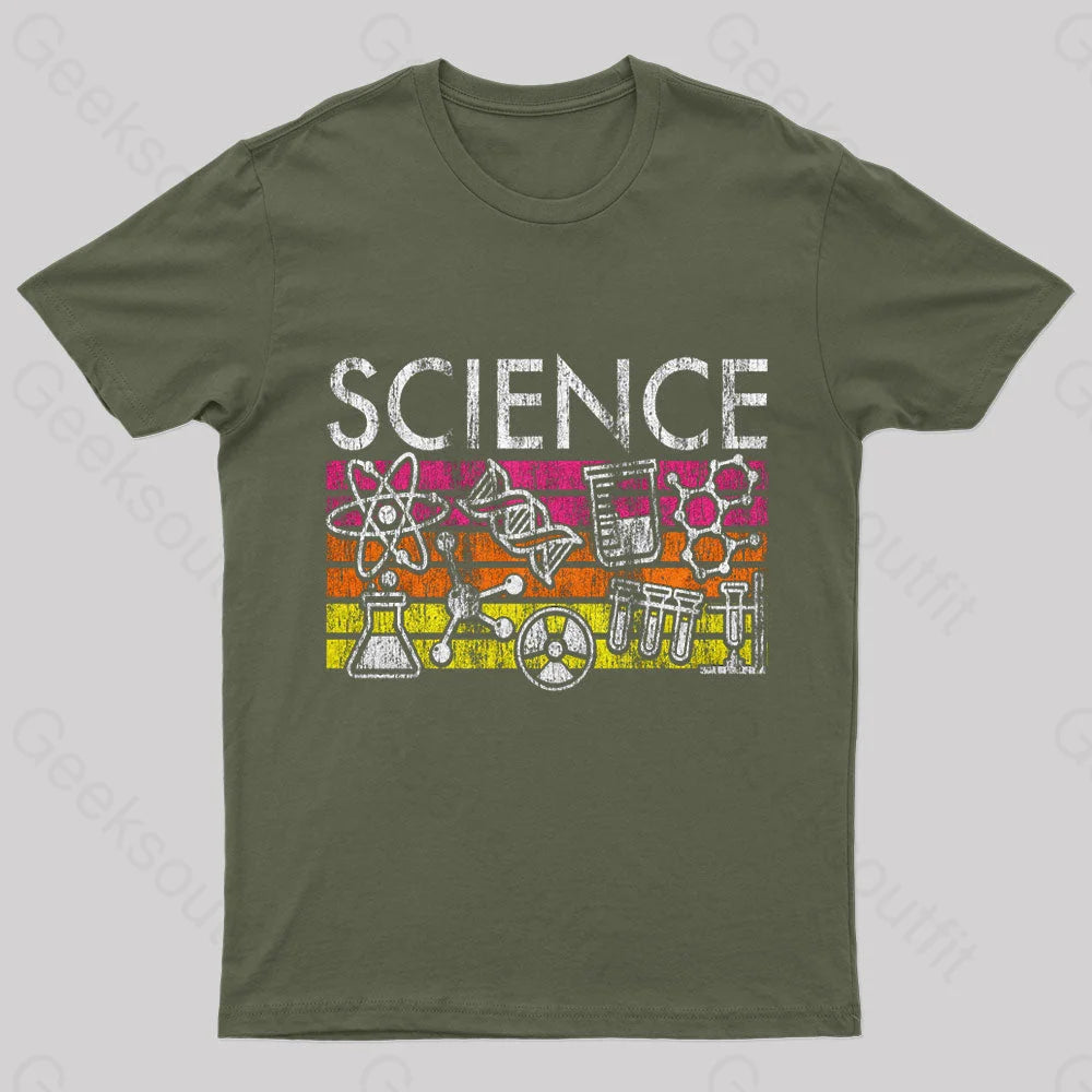 Science Stripes Geek T-Shirt Army Green / S