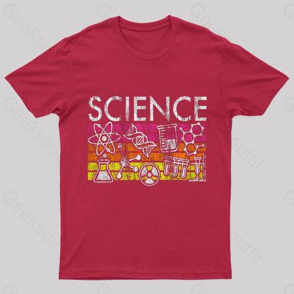 Science Stripes Geek T-Shirt Red / S