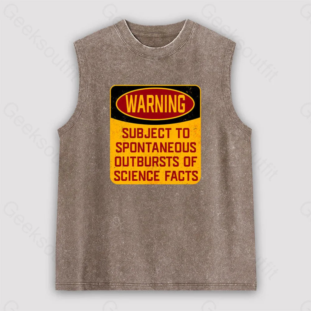 Science Warning Unisex Washed Tank Brown / S