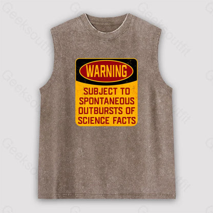 Science Warning Unisex Washed Tank Brown / S