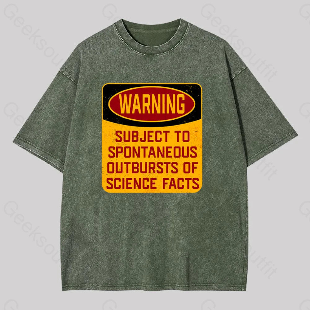 Science Warning Washed T-Shirt Army Green / S