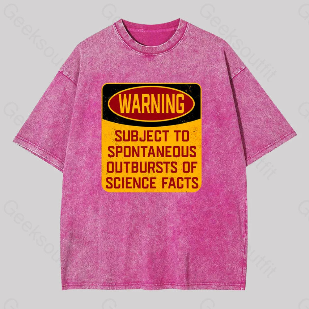 Science Warning Washed T-Shirt Rose Red / S