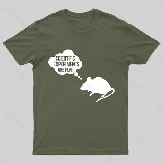 Scientific Experiments Are Fun Nerd T-Shirt Army Green / S