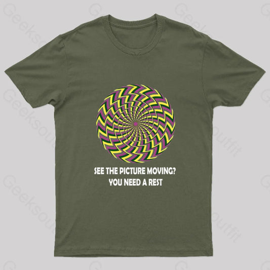 See The Picture Moving You Need A Rest Nerd T-Shirt Army Green / S