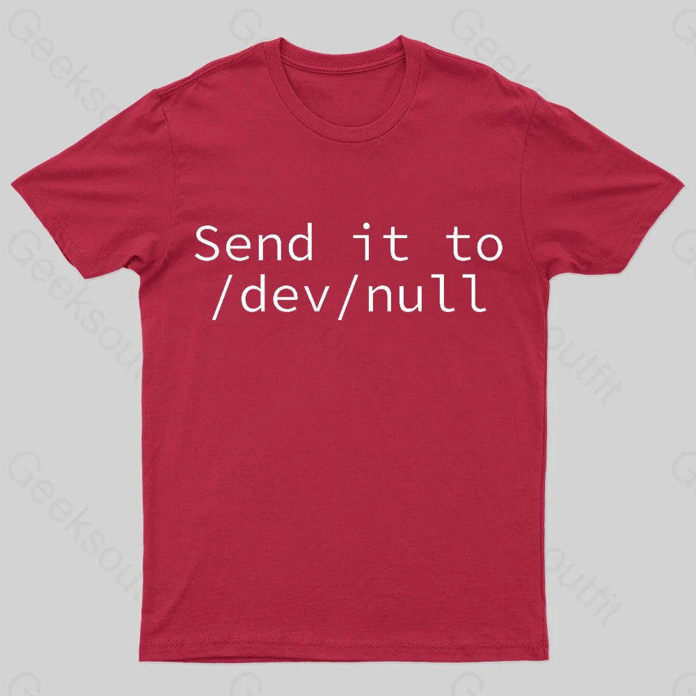 Send It To /Dev/Null Nerd T-Shirt Red / S