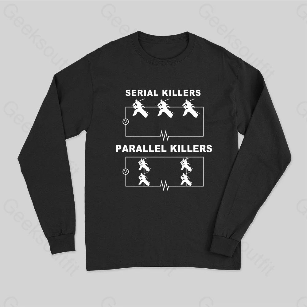 Serial Killers Vs Parallel Circuit Diagram Long Sleeve T-Shirt Black / S