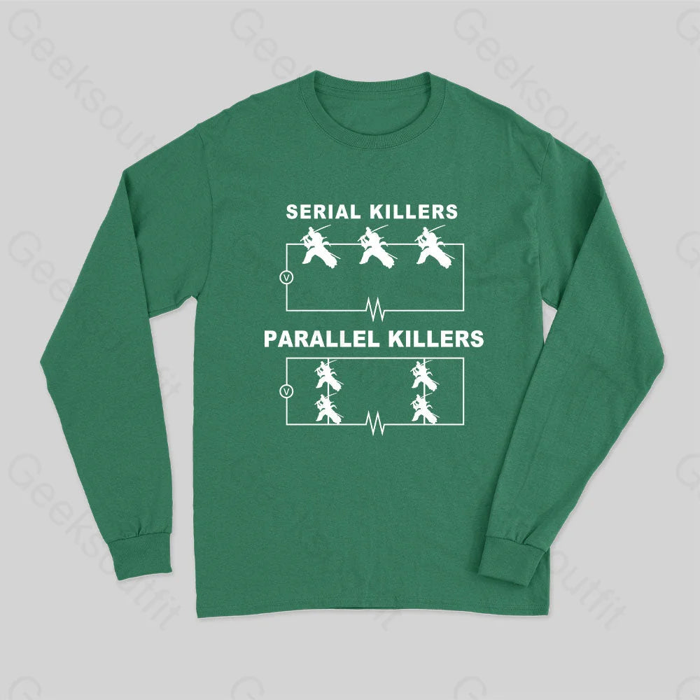 Serial Killers Vs Parallel Circuit Diagram Long Sleeve T-Shirt Green / S