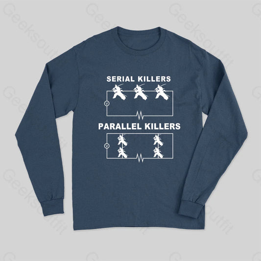 Serial Killers Vs Parallel Circuit Diagram Long Sleeve T-Shirt Navy / S