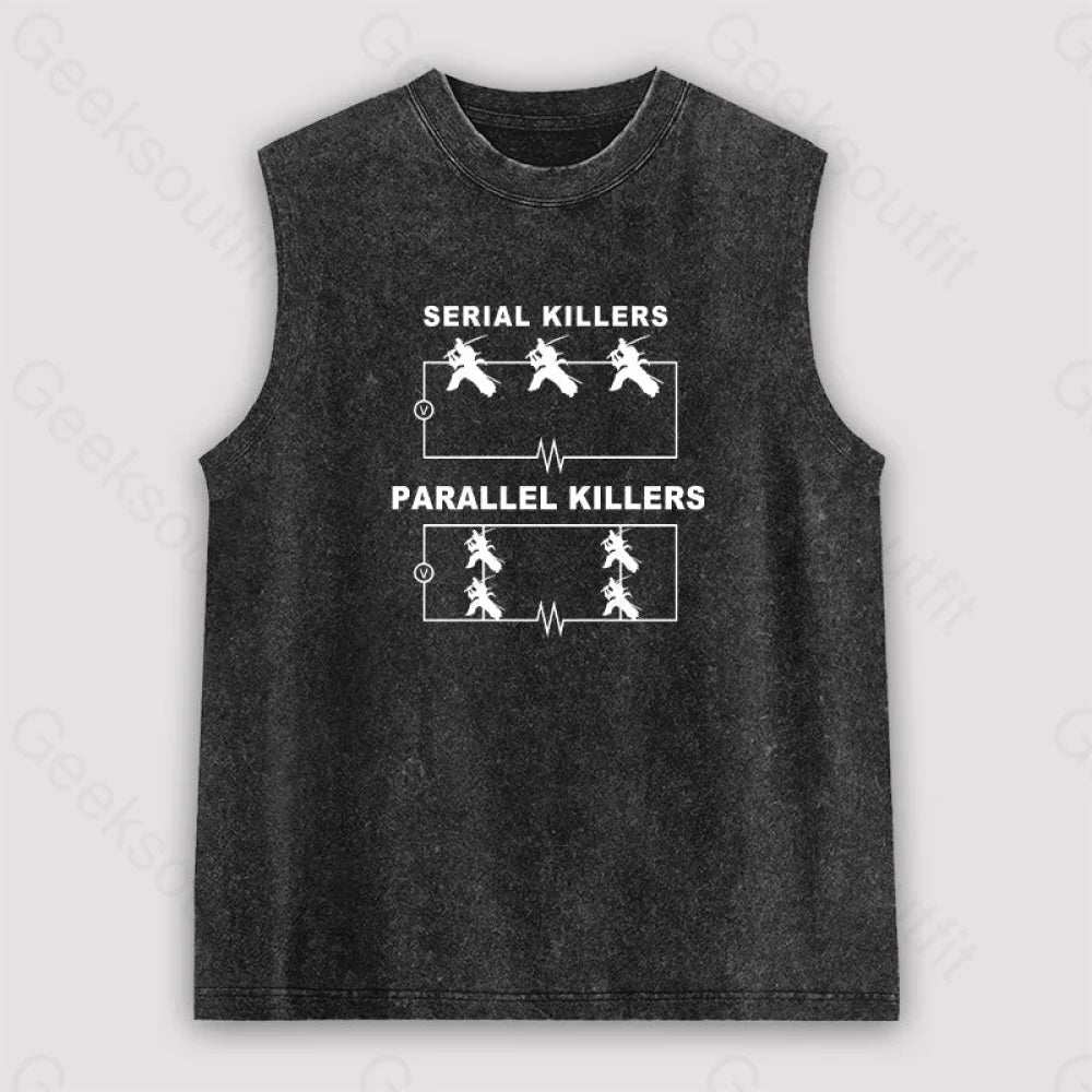 Serial Killers Vs Parallel Circuit Diagram Unisex Washed Tank Black / S