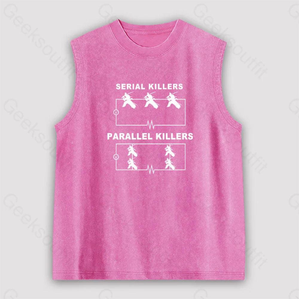 Serial Killers Vs Parallel Circuit Diagram Unisex Washed Tank Pink / S