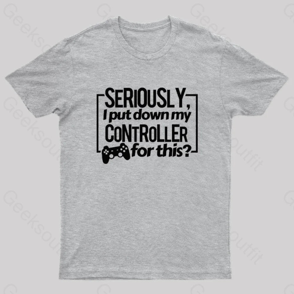 Seriously I Put Down My Controller For This Geek T-Shirt Grey / S