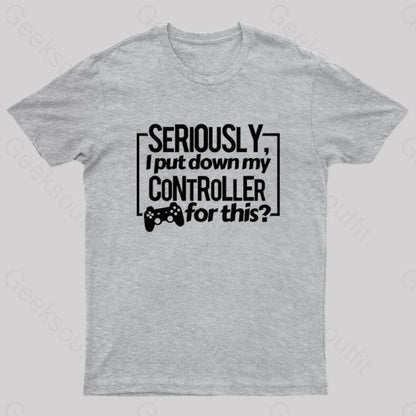 Seriously I Put Down My Controller For This Geek T-Shirt Grey / S