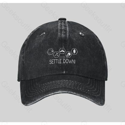 Settle Down Board Game Washed Vintage Baseball Cap Black