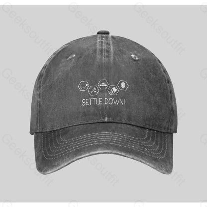 Settle Down Board Game Washed Vintage Baseball Cap Grey