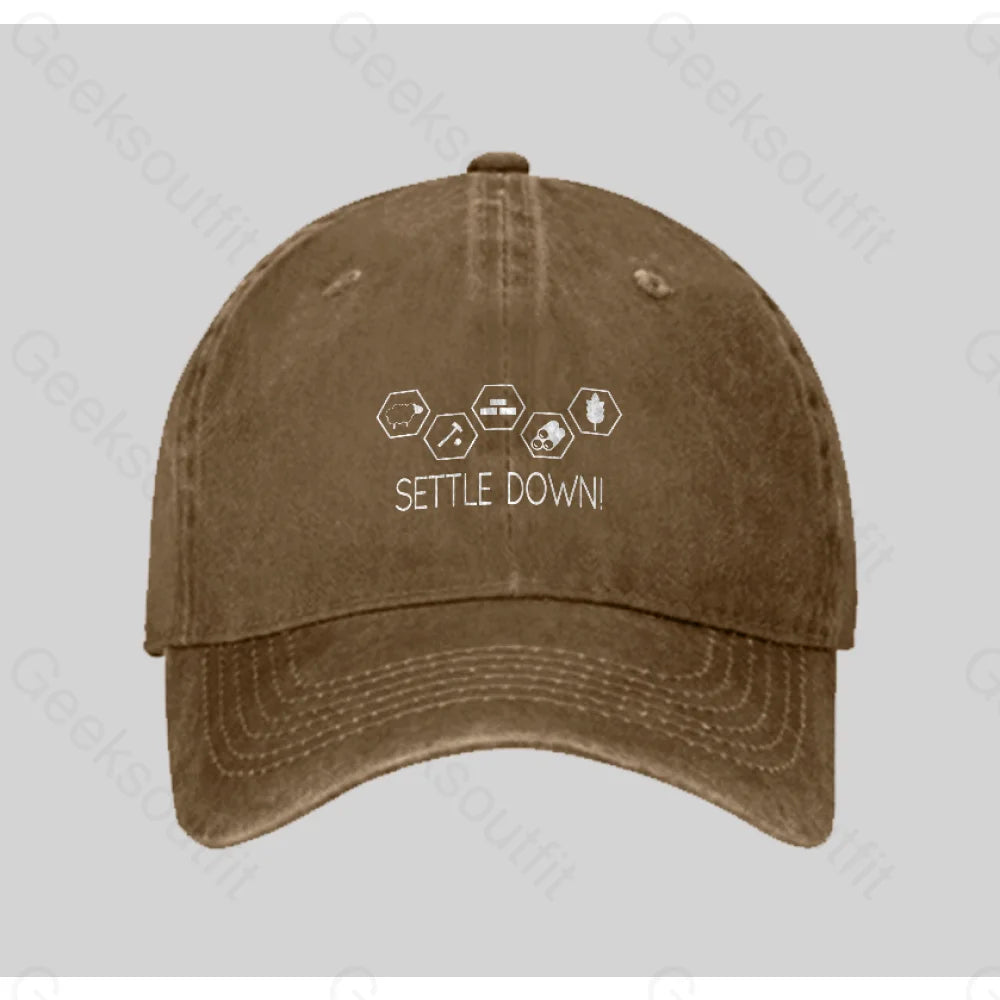 Settle Down Board Game Washed Vintage Baseball Cap Natural