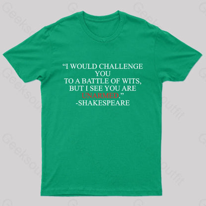 Shakespeare Battle Of Wits Geek T-Shirt Green / S