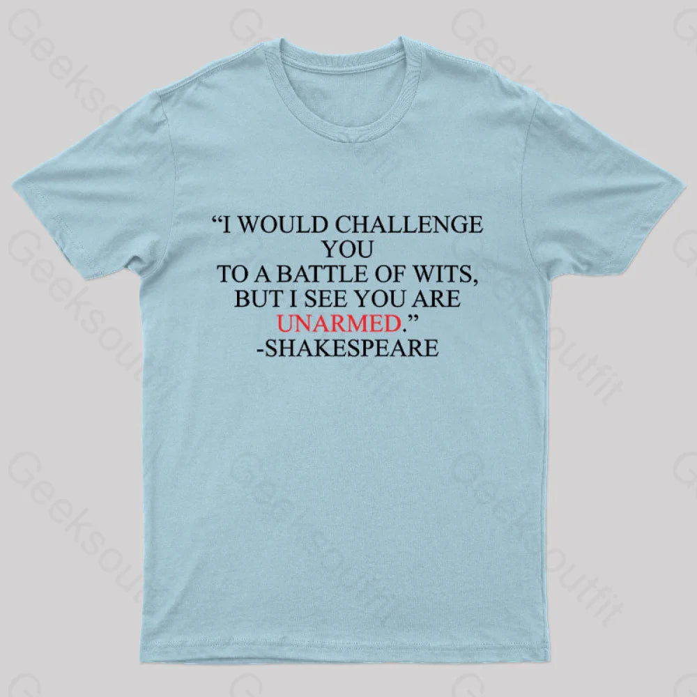 Shakespeare Battle Of Wits Geek T-Shirt Light Blue / S