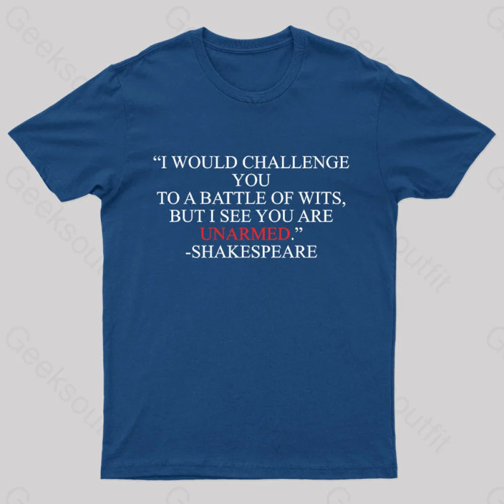 Shakespeare Battle Of Wits Geek T-Shirt Navy / S