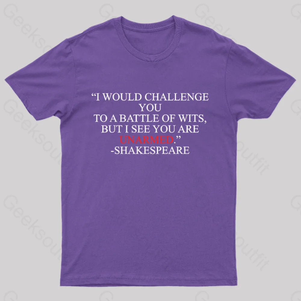 Shakespeare Battle Of Wits Geek T-Shirt Purple / S