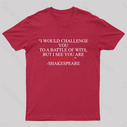 Shakespeare Battle Of Wits Geek T-Shirt Red / S