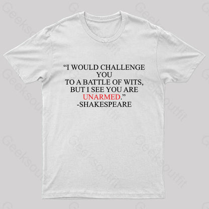 Shakespeare Battle Of Wits Geek T-Shirt White / S