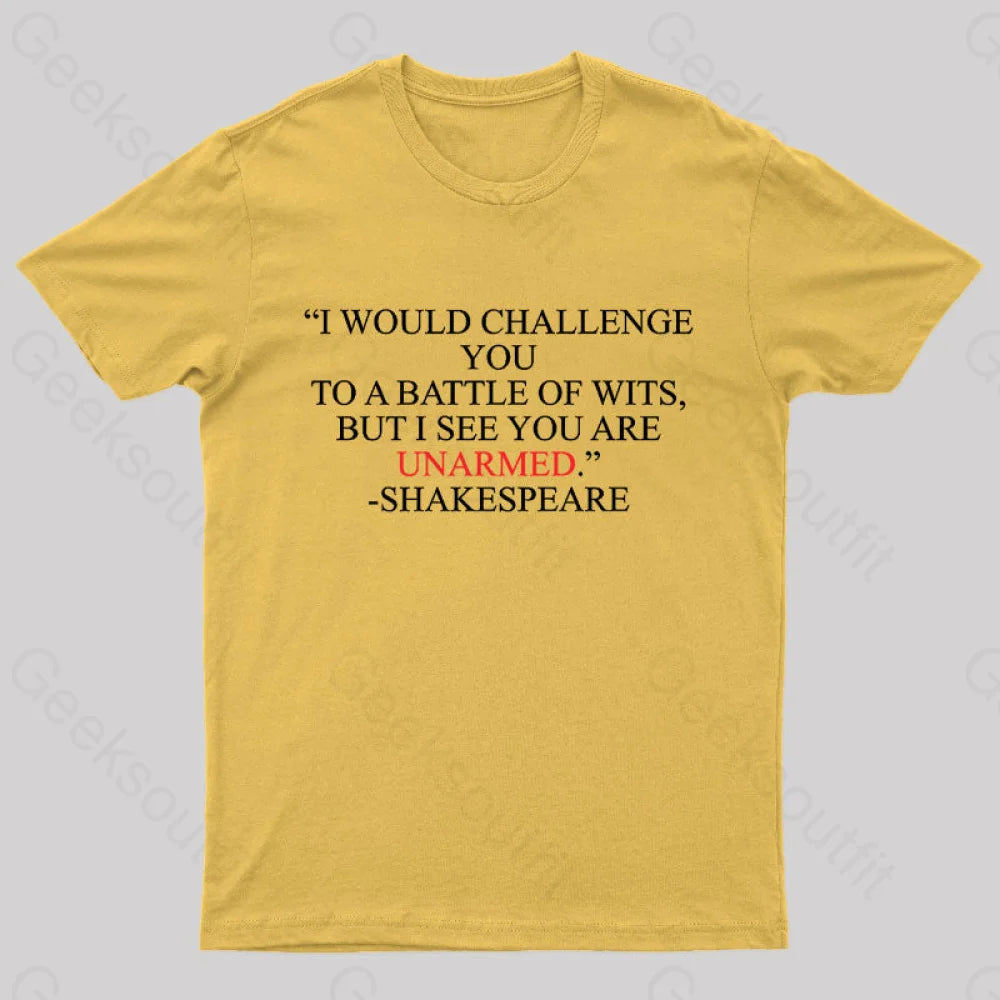 Shakespeare Battle Of Wits Geek T-Shirt Yellow / S