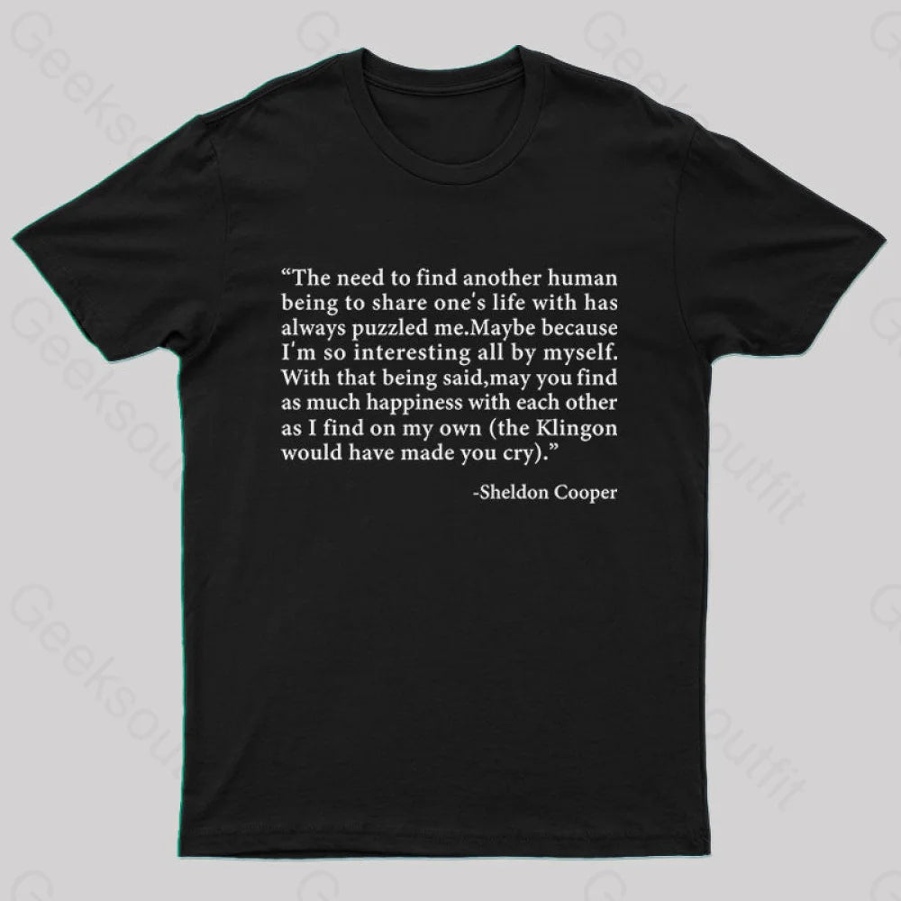 Sheldon’s Solitary Happiness T-Shirt Black / S