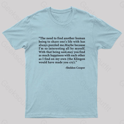 Sheldon’s Solitary Happiness T-Shirt Light Blue / S